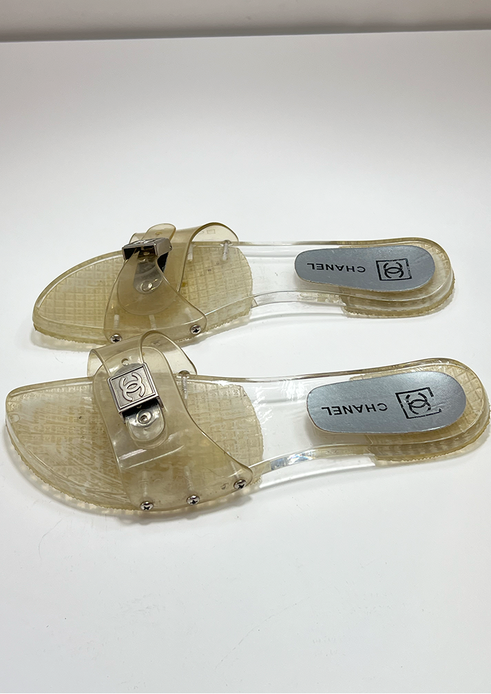 CHANEL JELLY SLIDES - SIZE 39