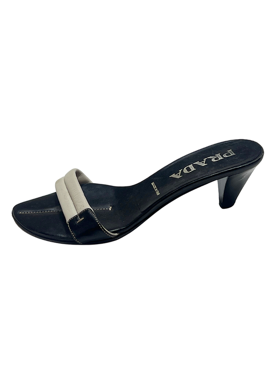 PRADA LEATHER SLIDES - SIZE 36.5