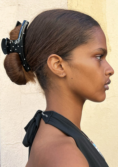 BLACK POLKA DOT HAIR CLIP