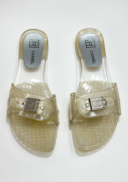 CHANEL JELLY SLIDES - SIZE 39
