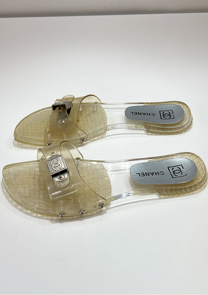 CHANEL JELLY SLIDES - SIZE 39
