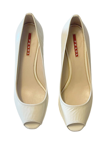 PRADA PEEP TOE HEELS - SIZE 38