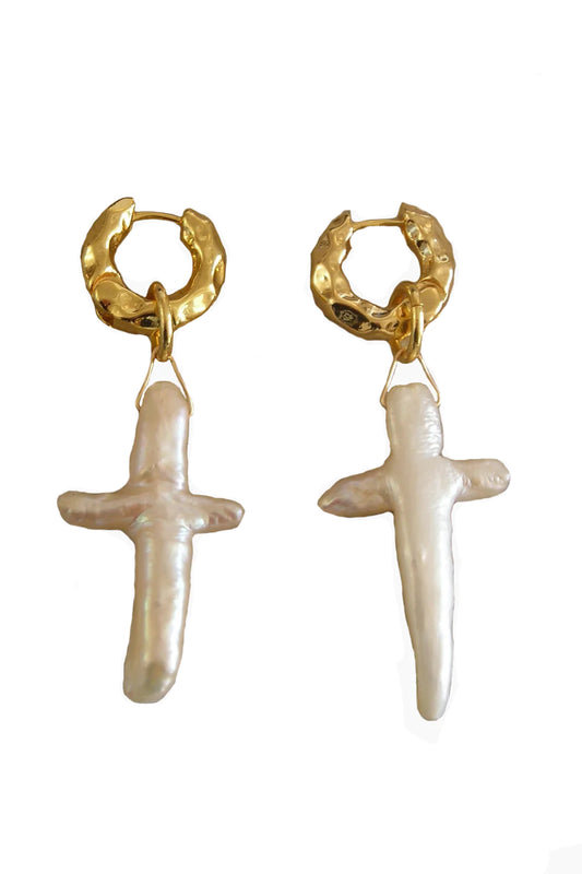 CROSS PEARL EARRINGS